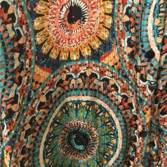 SOLD Nasty Gal Evil Eye Boho Dress Cover Up Duster Kimono Size 10 - Picture 5 of 6